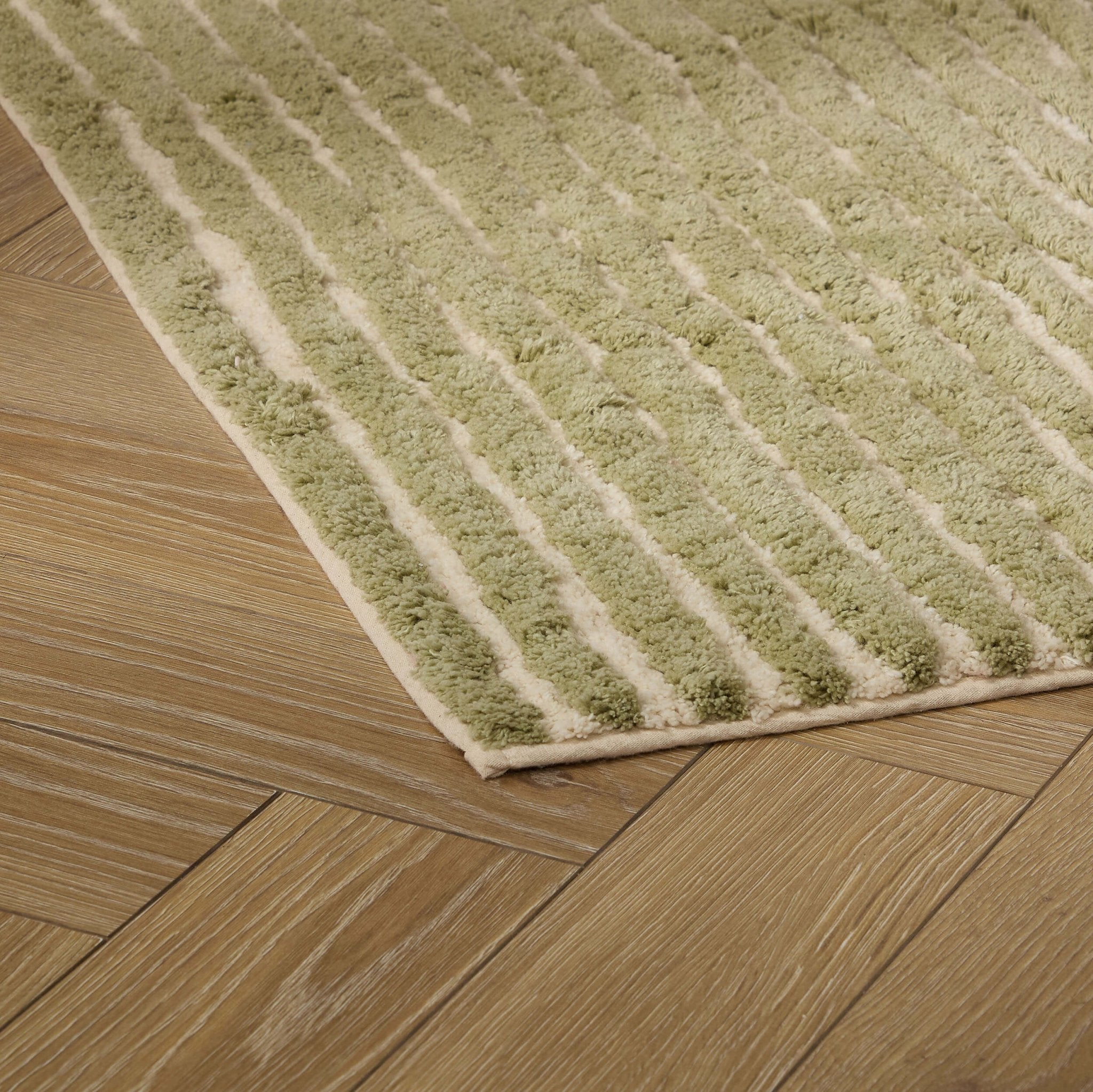 Capri Tufted Stripe Bath Mat - Olive - DUSK