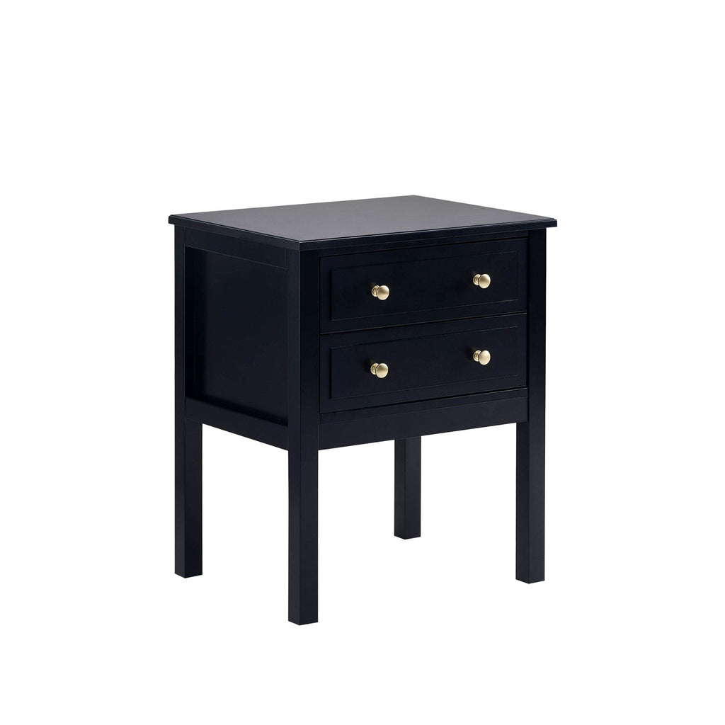 Carolina 2 Drawer Bedside Table - Black - DUSK