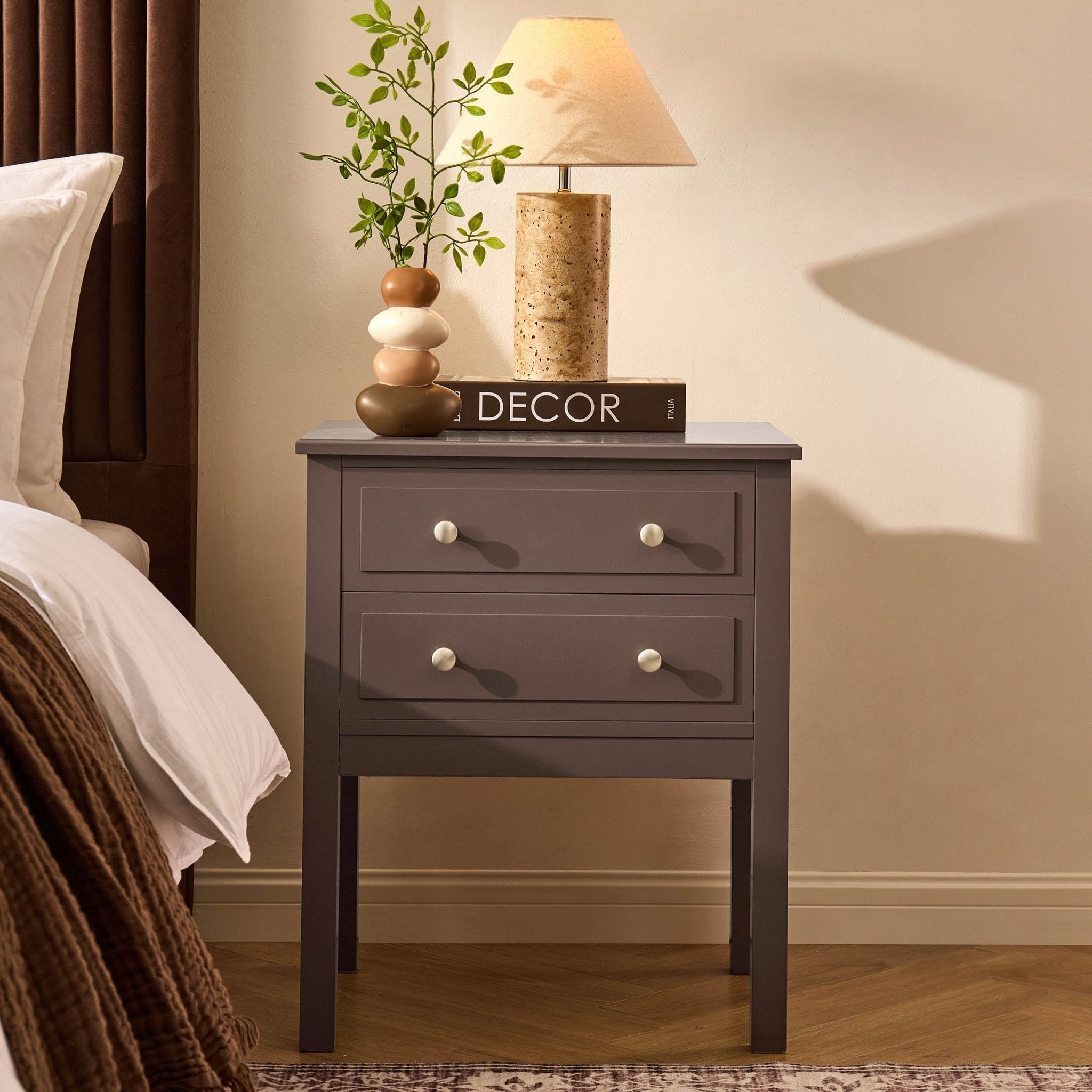 Carolina 2 Drawer Bedside Table - Mocha - DUSK