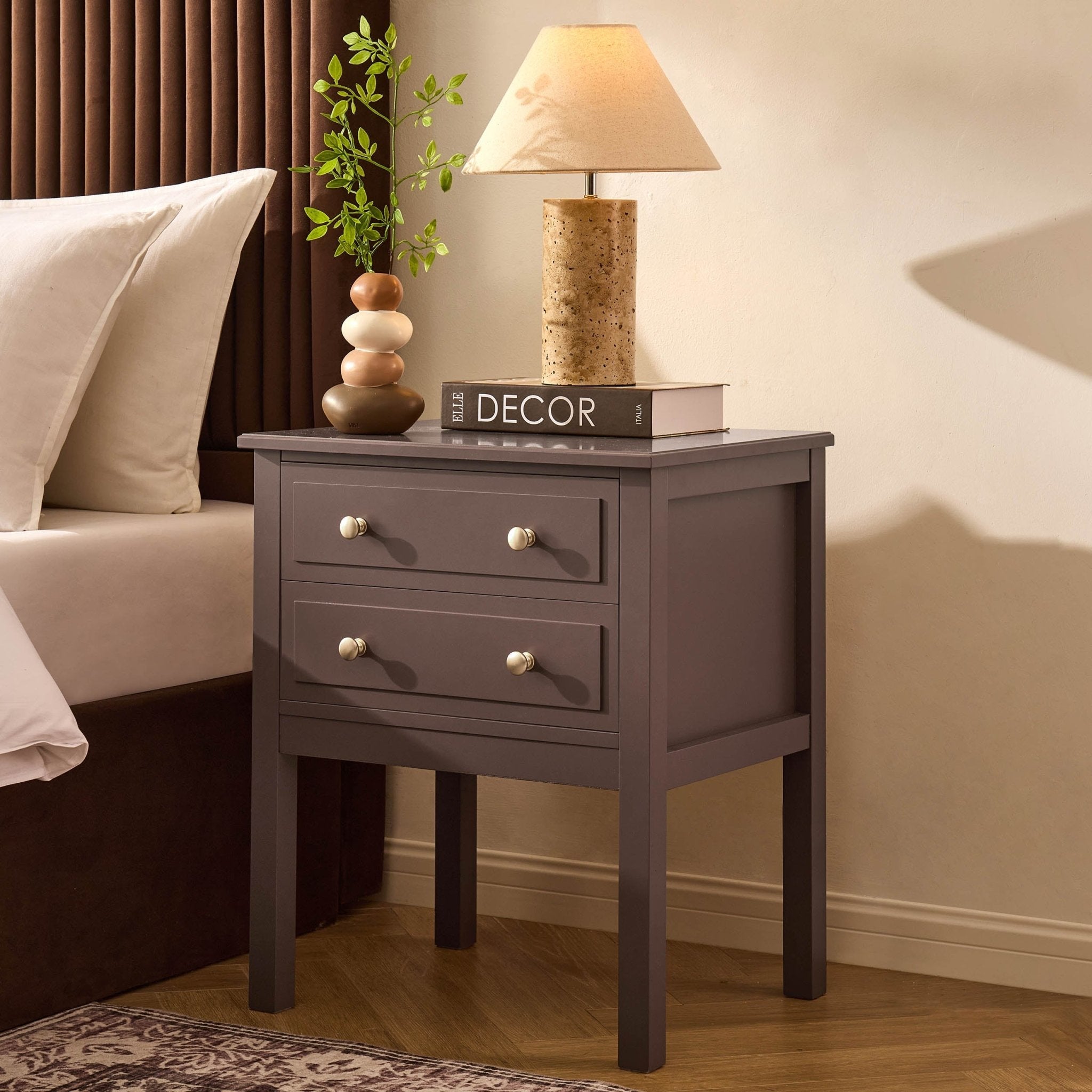Carolina 2 Drawer Bedside Table - Mocha - DUSK