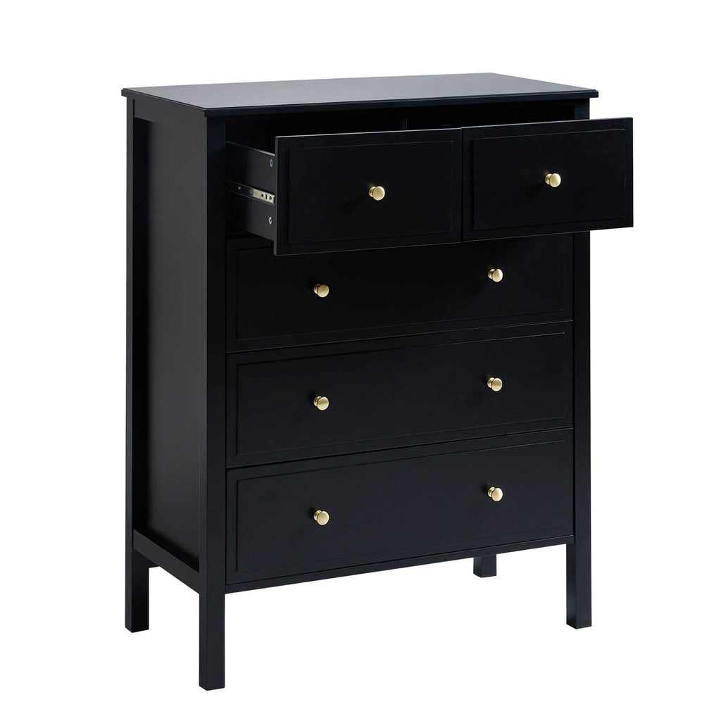 Carolina 5 Drawer Chest - Black - DUSK
