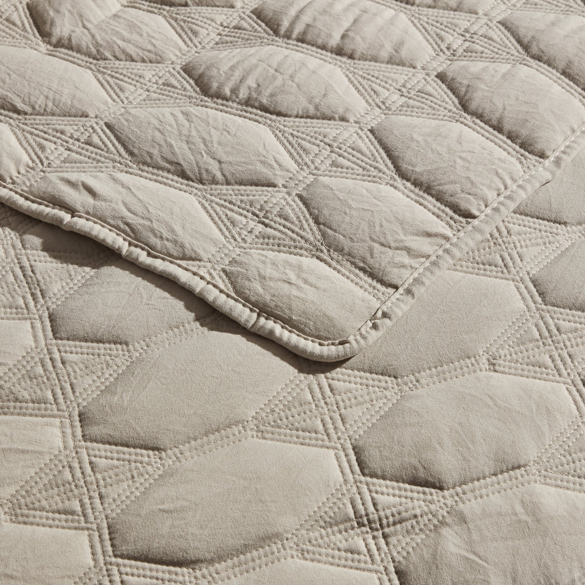 Charlotte Geometric Embroidered Bedspread 2.5m x 2.6m - Natural - DUSK