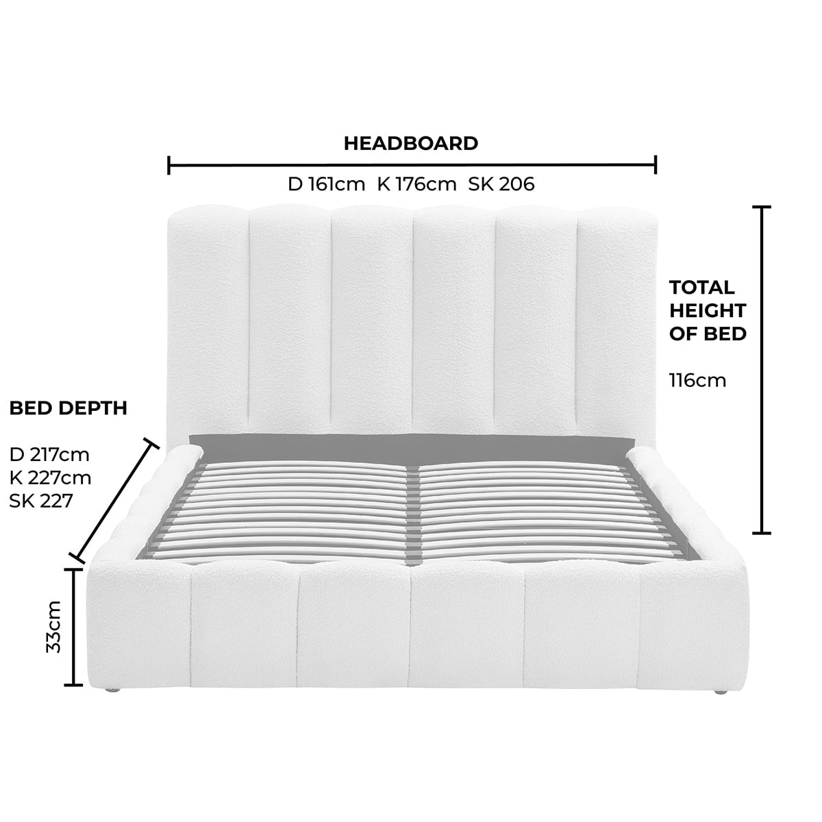 Cheshire Boucle Ottoman Storage Bed - Off White - DUSK
