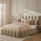 Cheshire Ottoman Storage Bed - Chenille Oatmeal - DUSK