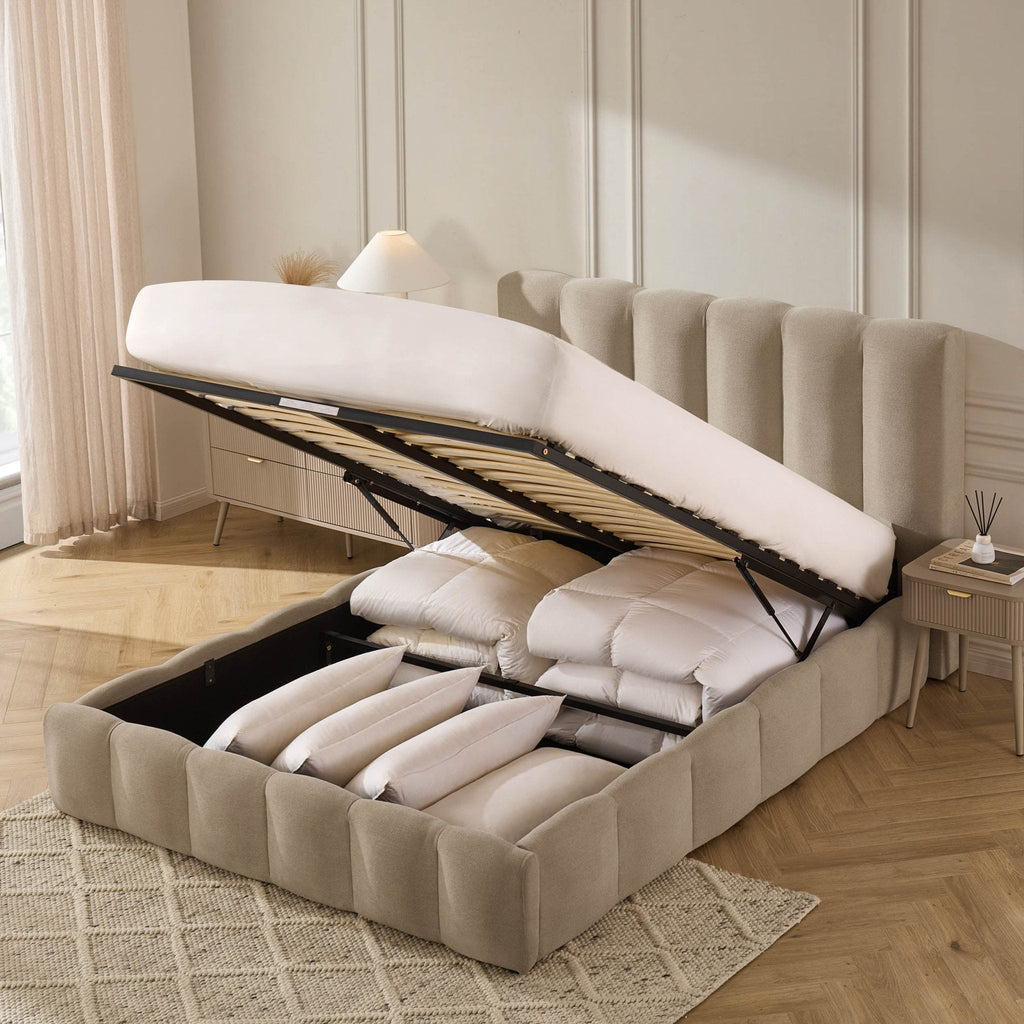 Cheshire Ottoman Storage Bed - Chenille Oatmeal - DUSK