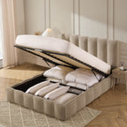 Cheshire Ottoman Storage Bed - Chenille Oatmeal - DUSK