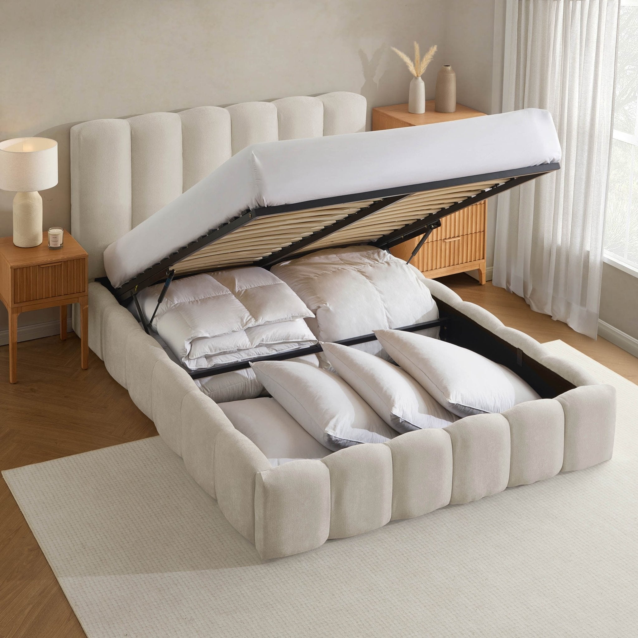 Cheshire Ottoman Storage Bed - Ivory - DUSK