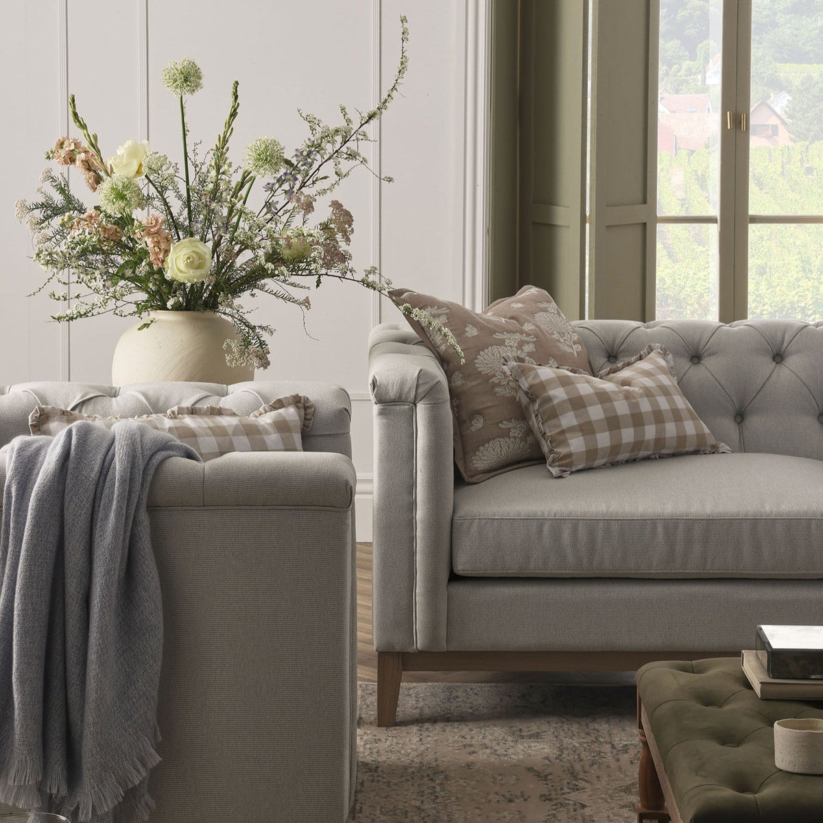 Chesterfield 2 Seater Sofa - Natural Stripe - DUSK