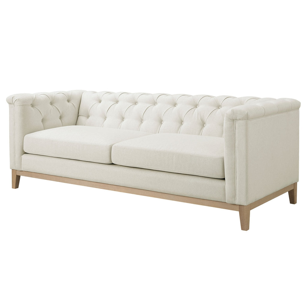 Chesterfield 3 Seater Sofa - Cream Linen - DUSK