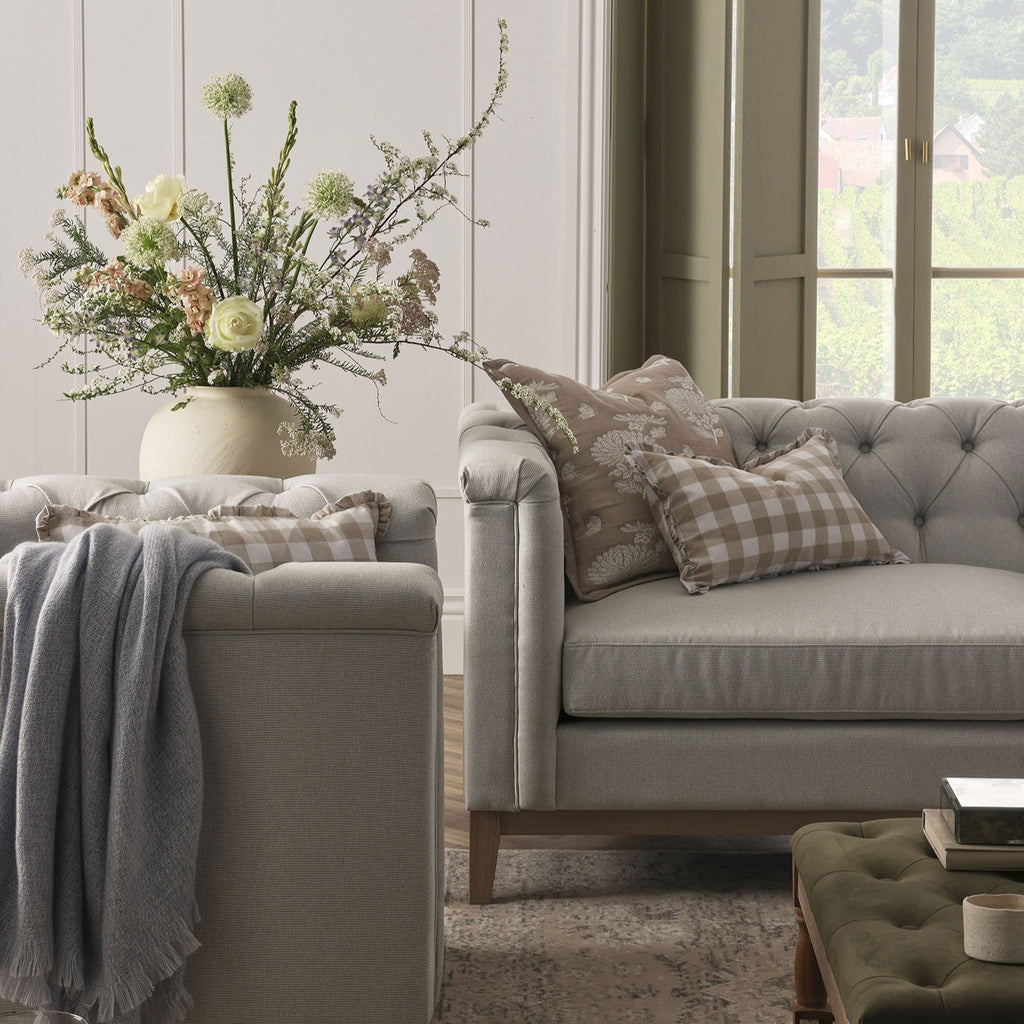 Chesterfield 3 Seater Sofa - Natural Stripe - DUSK
