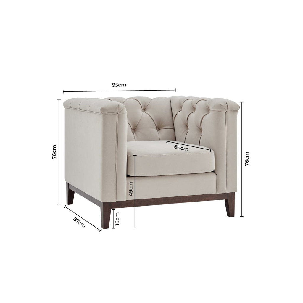 Chesterfield Armchair - Stone - DUSK