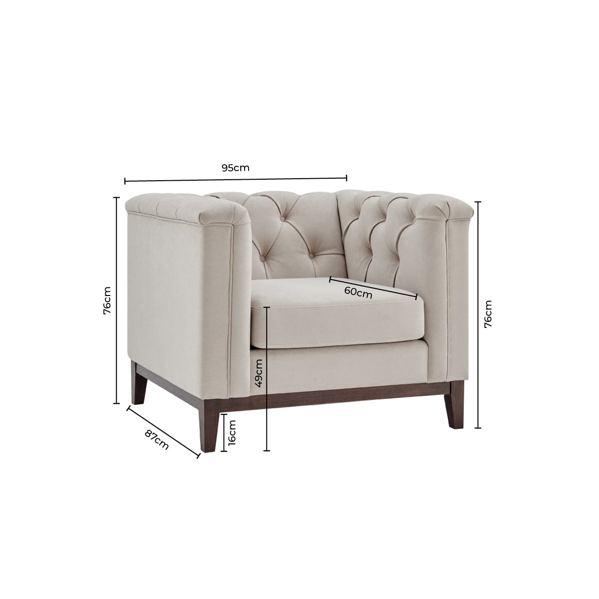 Chesterfield Armchair - Stone - DUSK