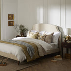 Chloe Reversible Quilted Floral & Foulard Print Cushion Cover - Olive - DUSK