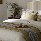 Chloe Reversible Quilted Floral & Foulard Print Cushion Cover - Olive - DUSK