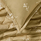 Chloe Reversible Quilted Floral & Foulard Print Cushion Cover - Olive - DUSK