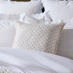 Chloe Reversible Quilted Floral & Foulard Print Cushion Cover - Olive - DUSK