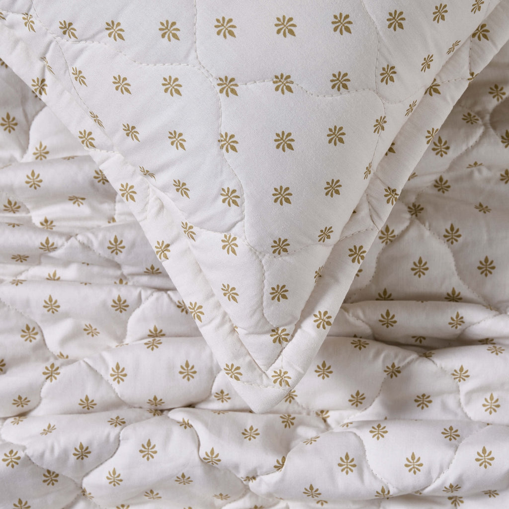 Chloe Reversible Quilted Floral & Foulard Print Cushion Cover - Olive - DUSK