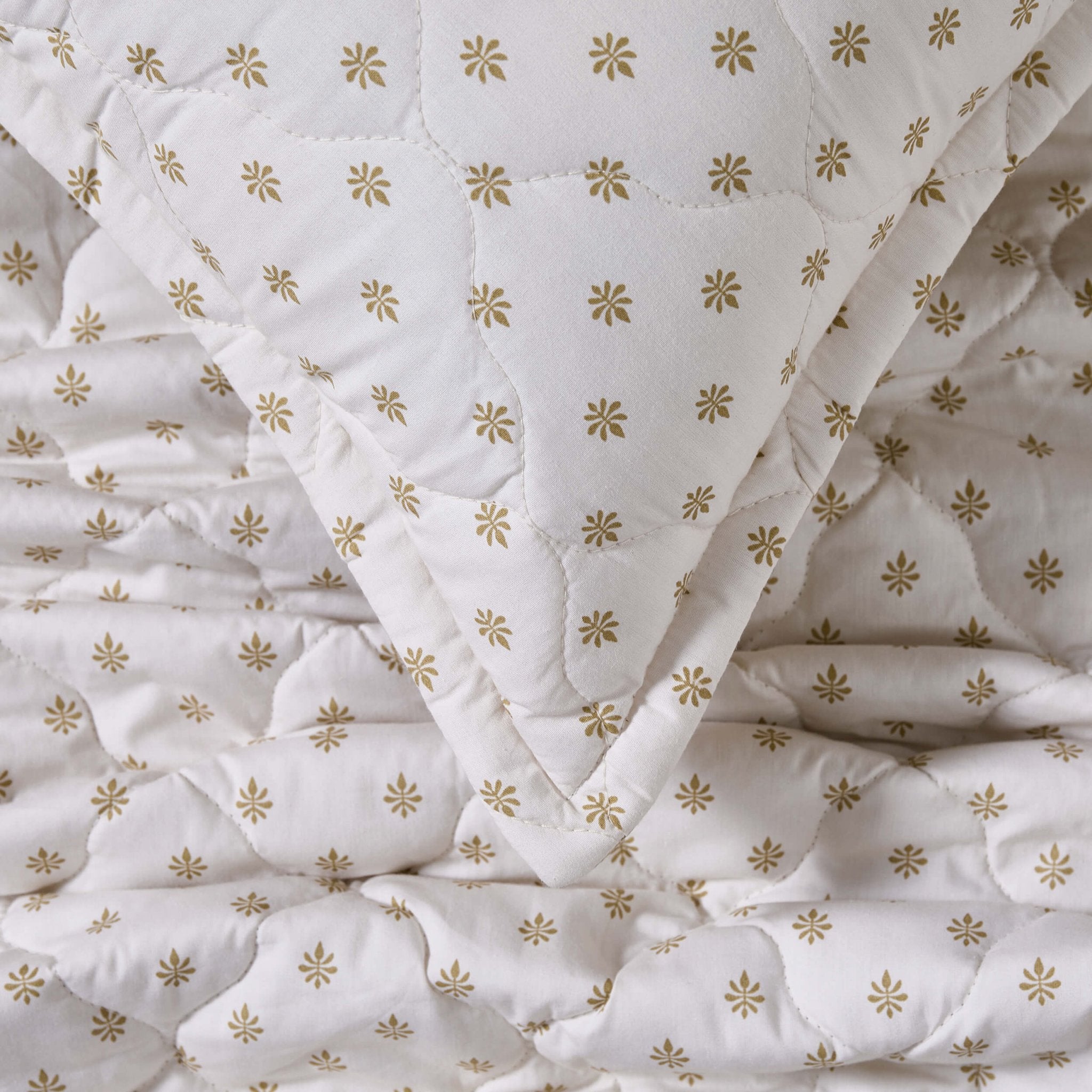 Chloe Reversible Quilted Floral & Foulard Print Cushion Cover - Olive - DUSK