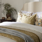 Chloe Reversible Quilted Floral & Foulard Print Cushion Cover - Olive - DUSK