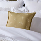 Chloe Reversible Quilted Floral & Foulard Print Cushion Cover - Olive - DUSK