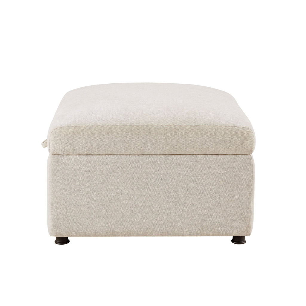 Clapham Storage Pouffe - Chenille Ivory - DUSK