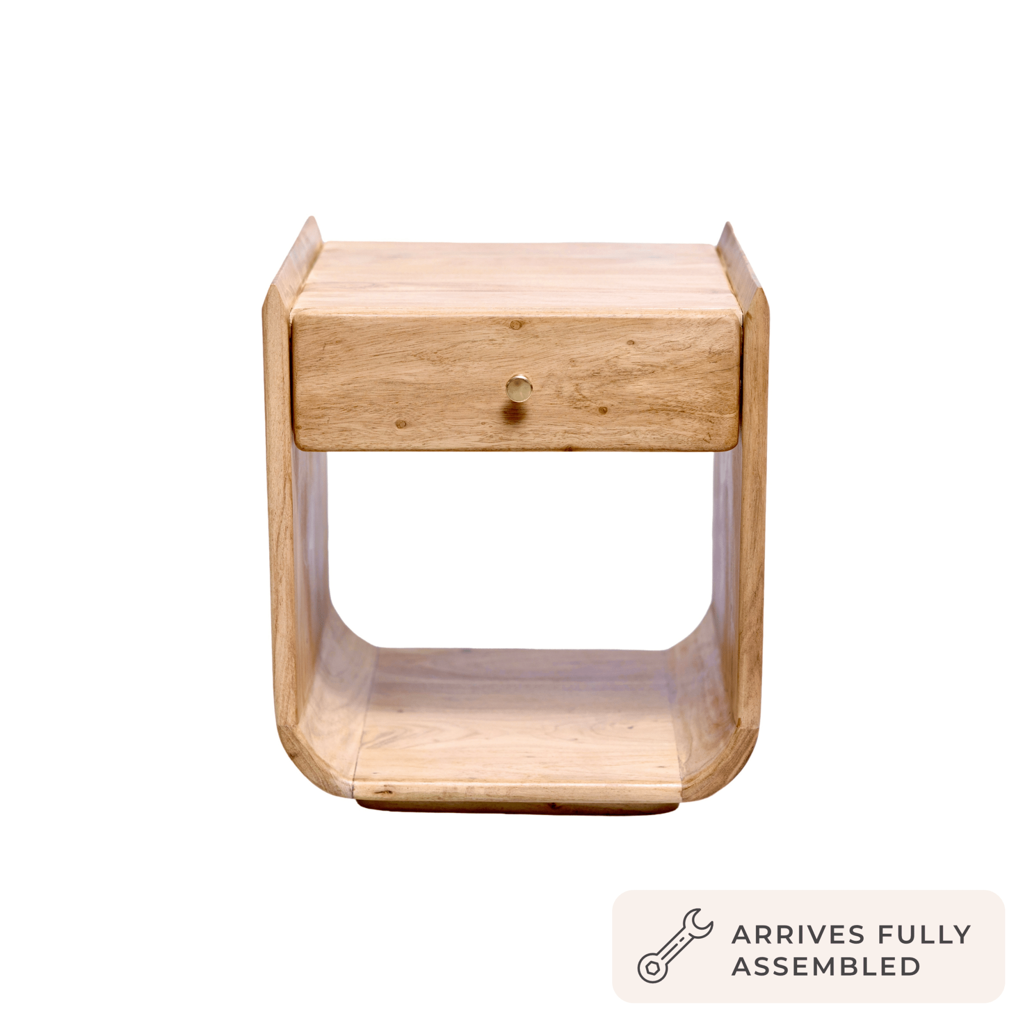 Cleo Acacia Wood 1 Drawer Bedside Table - Light Wood - DUSK