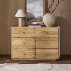 Cleo Acacia Wood 6 Drawer Chest - Light Wood - DUSK