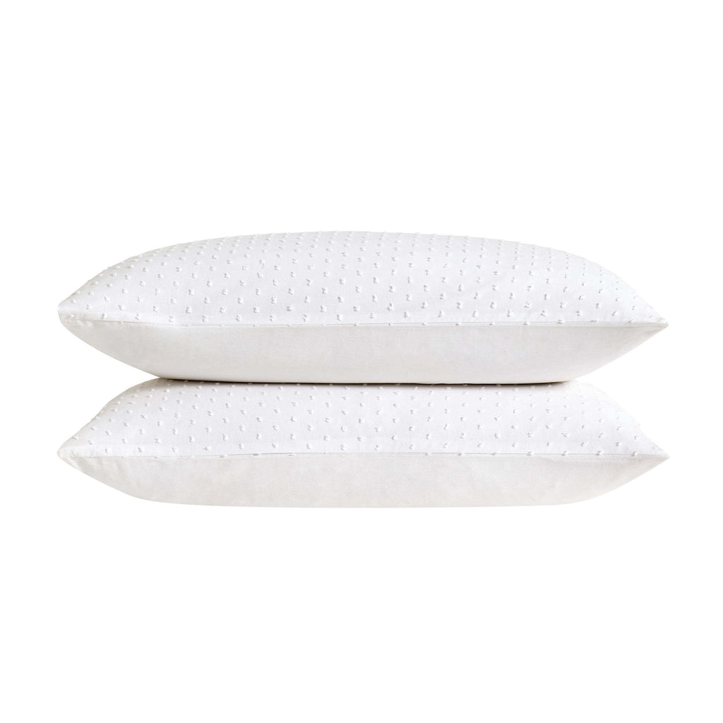 Clipped Jacquard Dobby 100% Cotton Duvet Cover & Pillowcase Set - White - DUSK