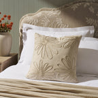 Cotton Embroidered Flower Cushion Cover - Natural - DUSK