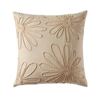 Cotton Embroidered Flower Sofa Cushion Cover - Natural - DUSK