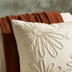 Cotton Embroidered Flower Sofa Cushion Cover - Natural - DUSK