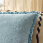 Cotton Fringed Edge Sofa Cushion Cover - Sky Blue - DUSK