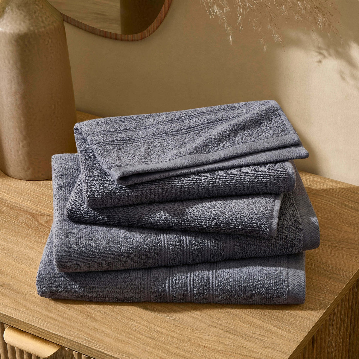 Crete 4 Piece Towel Bundle Set - Slate - DUSK