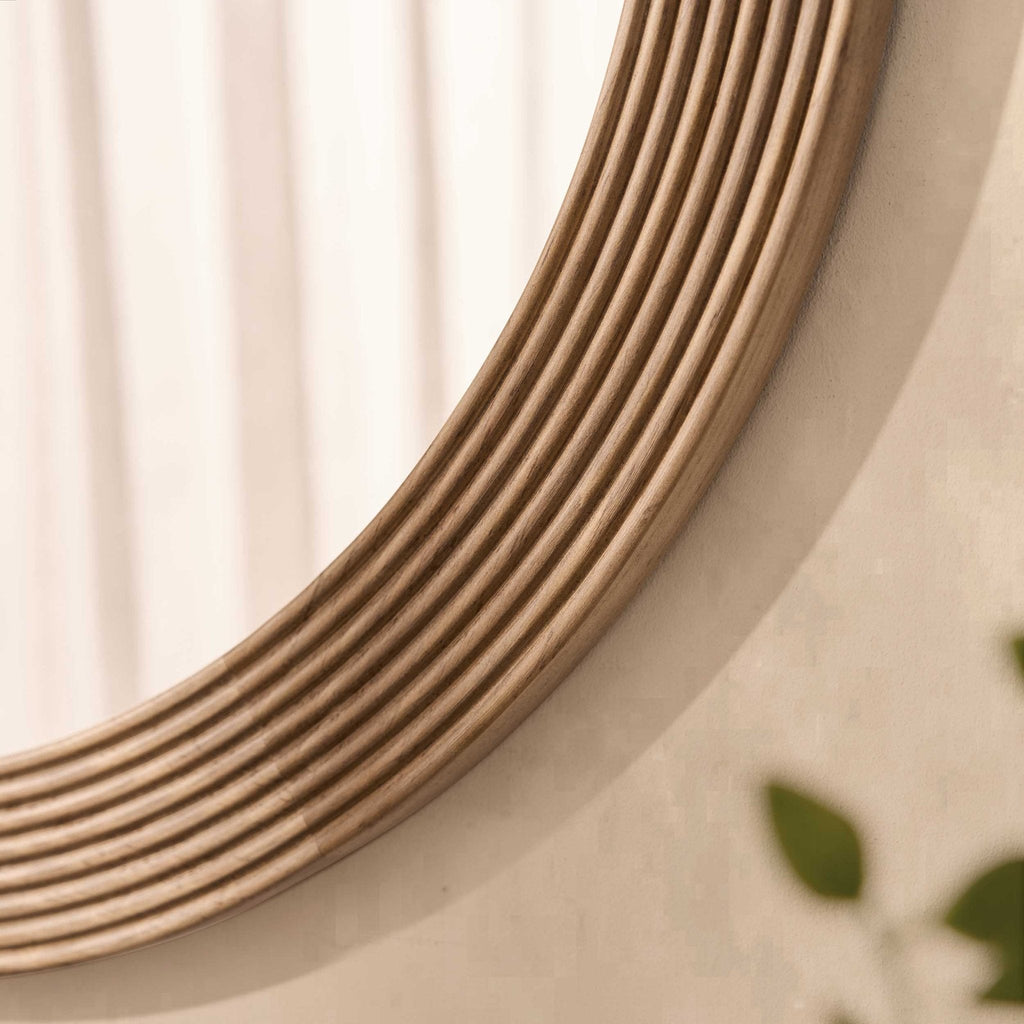 Cyrus Circle Wood Mirror - Light Wood - DUSK