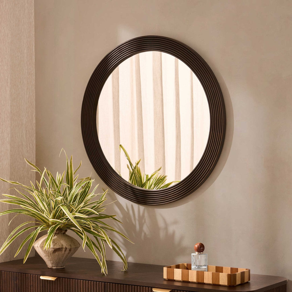 Cyrus Circle Wood Mirror - Walnut - DUSK