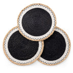 Della Jute Circle Set of 4 Placemats - Black/ Natural - DUSK