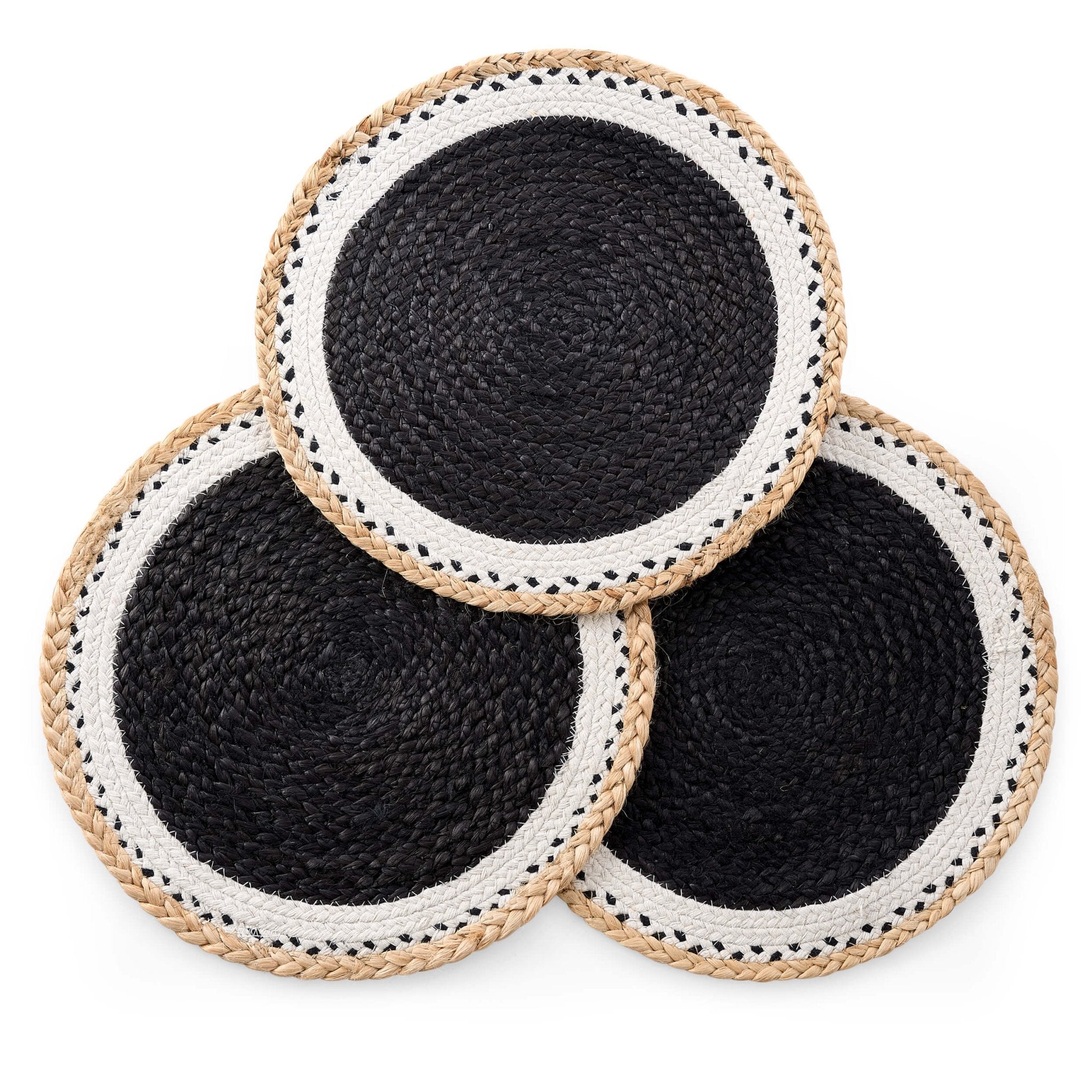 Della Jute Circle Set of 4 Placemats - Black/ Natural - DUSK