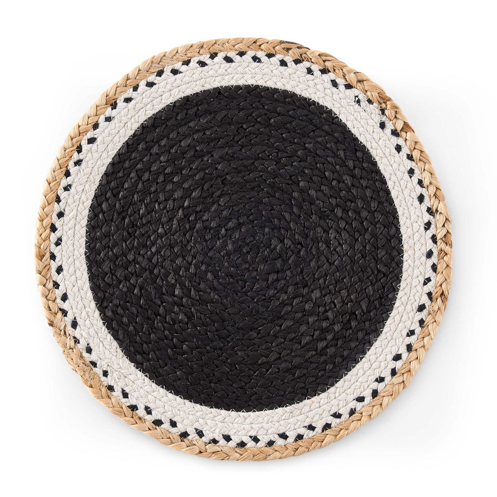 Della Jute Circle Set of 4 Placemats - Black/ Natural - DUSK
