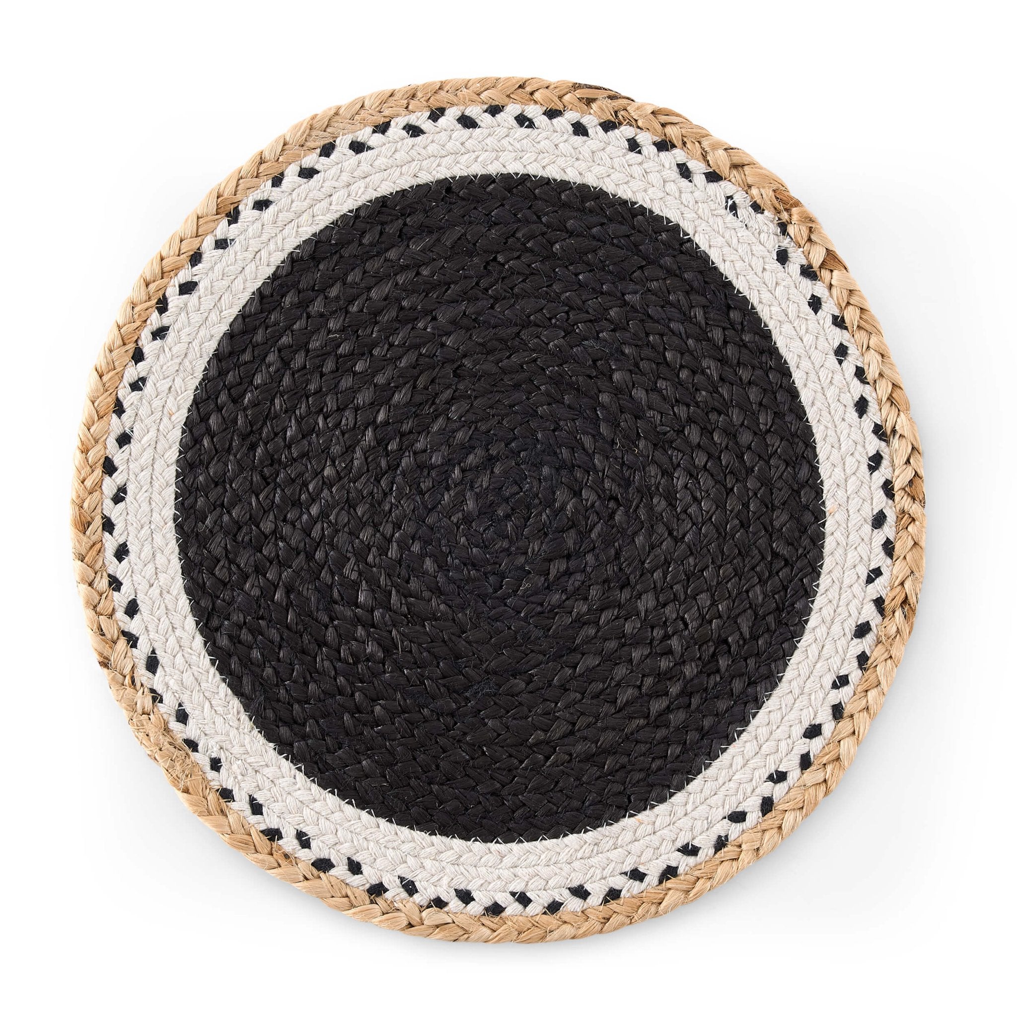 Della Jute Circle Set of 4 Placemats - Black/ Natural - DUSK