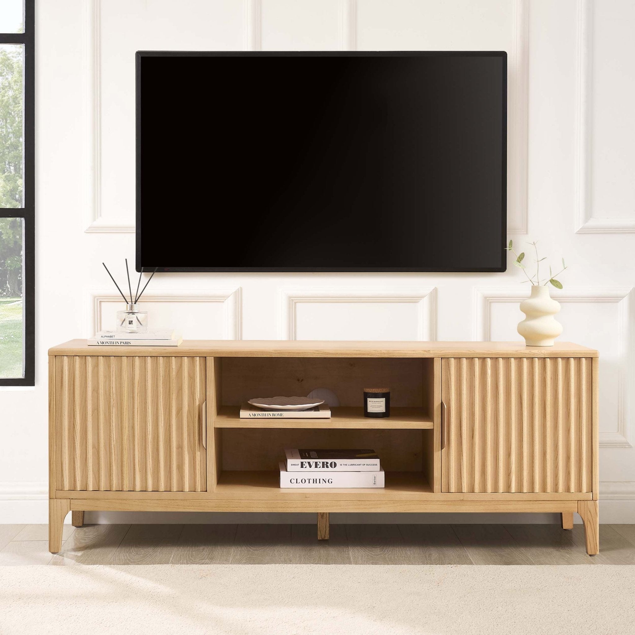 Elena Wood Veneer TV Unit - Light Wood - DUSK