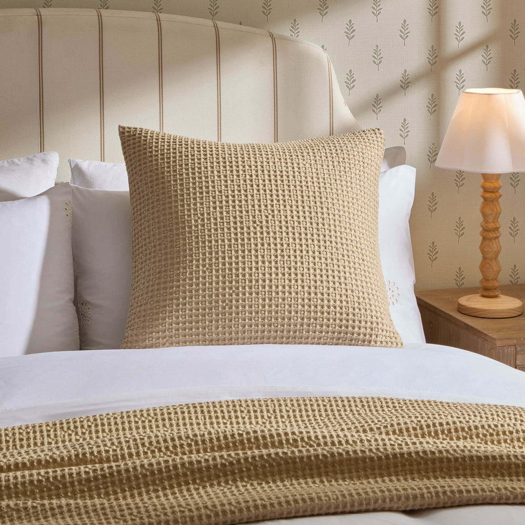 Eleni Cotton Waffle Stonewash Cushion Cover - Natural - DUSK
