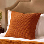 Eleni Cotton Waffle Stonewash Cushion Cover - Orange - DUSK