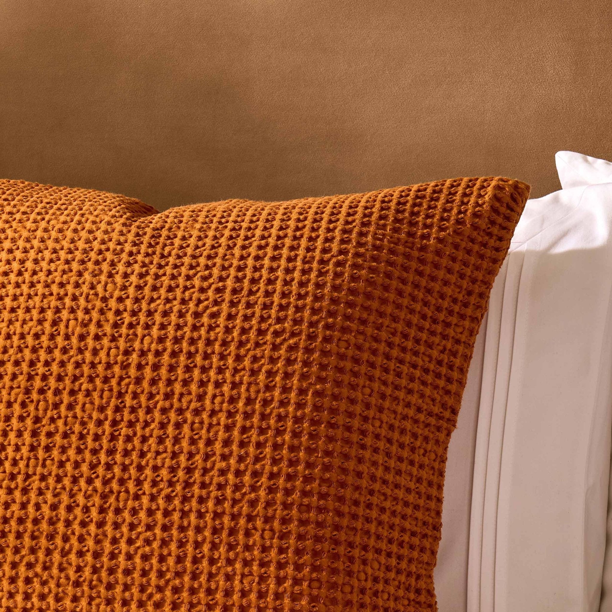Eleni Cotton Waffle Stonewash Cushion Cover - Orange - DUSK