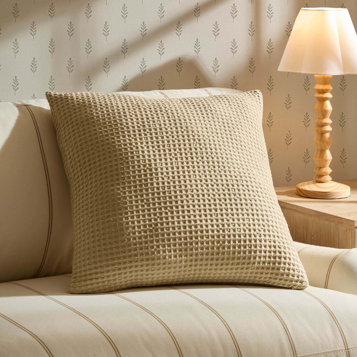 Eleni Cotton Waffle Stonewash Sofa Cushion Cover - Natural - DUSK