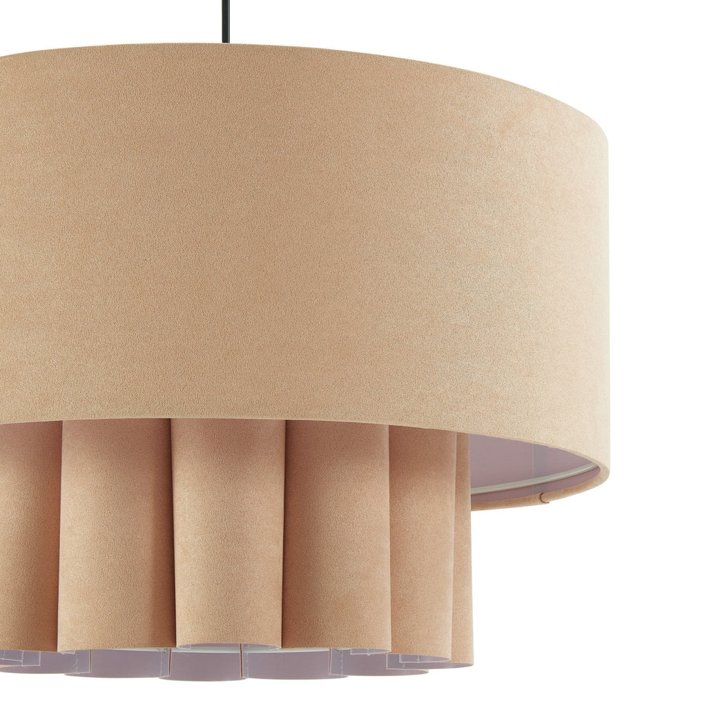 Eliza Faux Suede Two Tier Scallop Ceiling Shade - Beige - DUSK