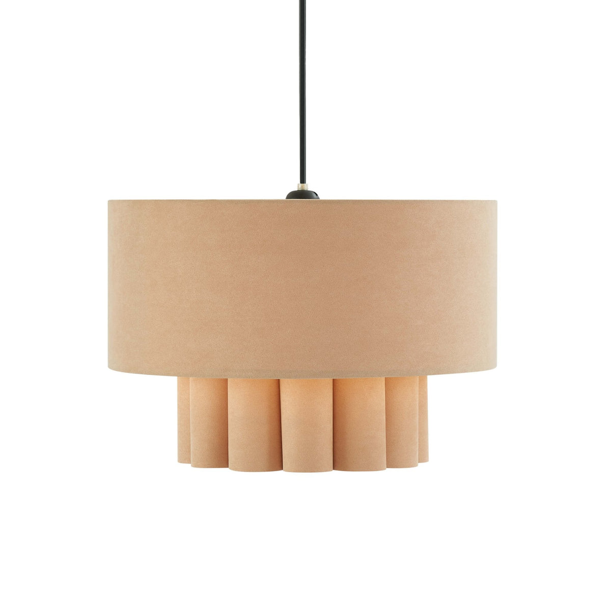 Eliza Faux Suede Two Tier Scallop Ceiling Shade - Beige - DUSK