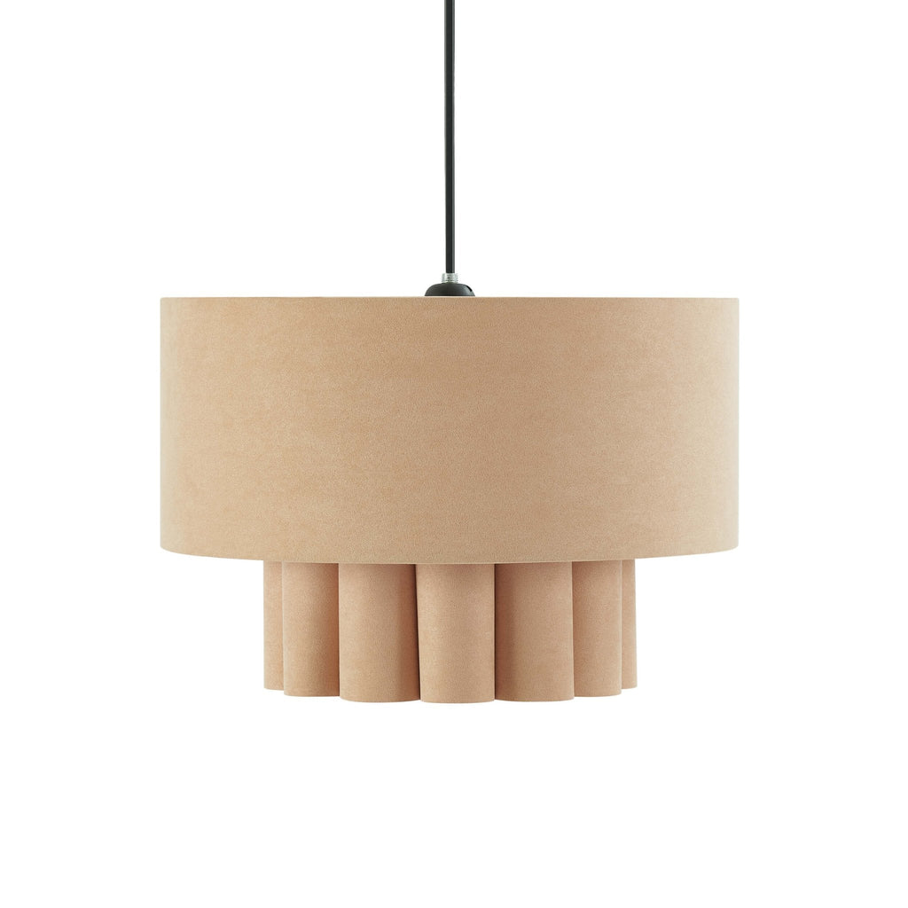 Eliza Faux Suede Two Tier Scallop Ceiling Shade - Beige - DUSK