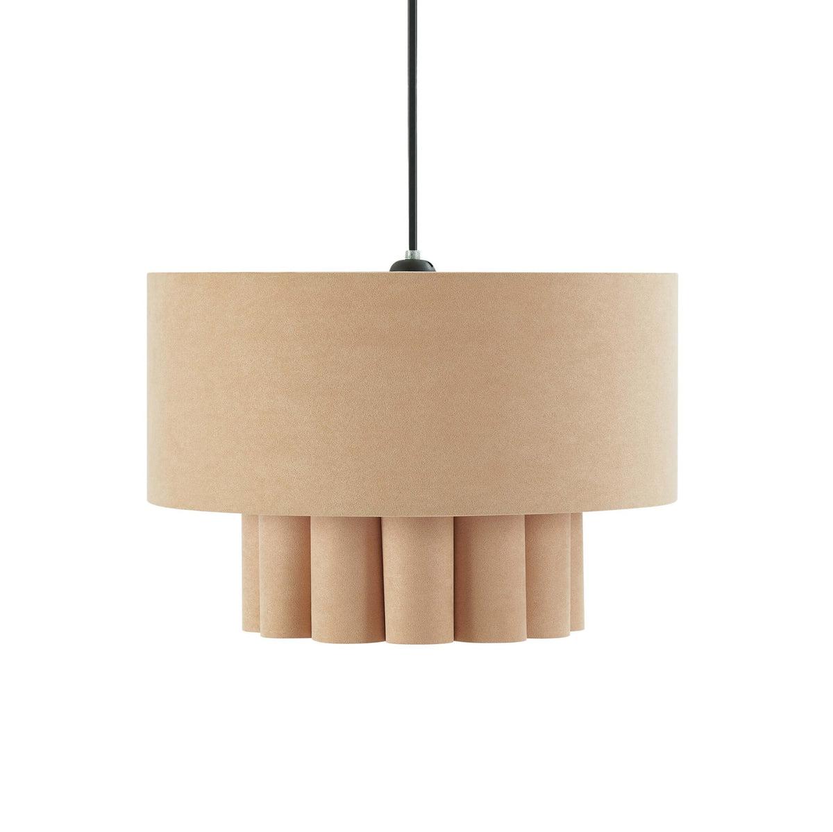 Eliza Faux Suede Two Tier Scallop Ceiling Shade - Beige - DUSK