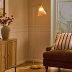 Ella Glass Conical Striped Floor Lamp - Amber - DUSK