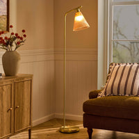 Ella Glass Conical Striped Floor Lamp - Amber - DUSK